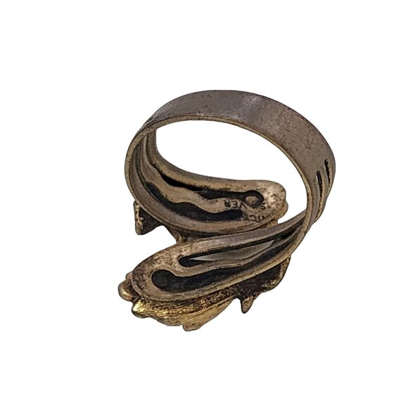 Vintage Signed Nickel Silver Bypass Ring (A4477) - Picture 4 of 5